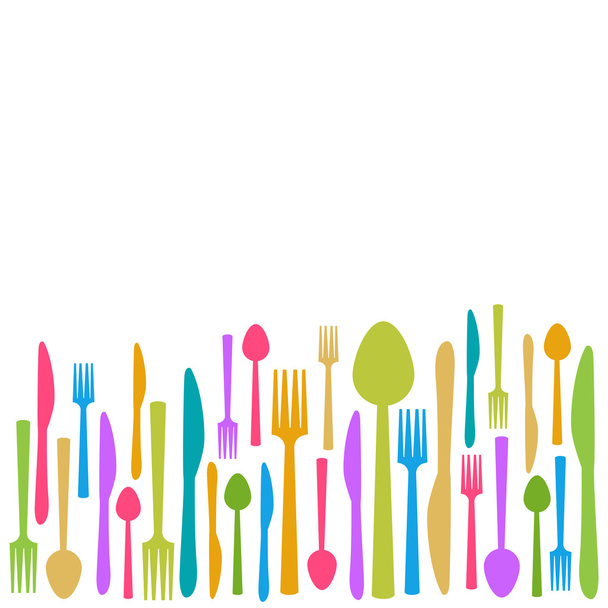Fork Knife Spoon Abstract Colorful Background - Photo, Image
