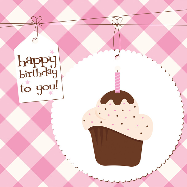 Geburtstag (Mädchen) Cupcake mit Streusel - Vektor, Bild