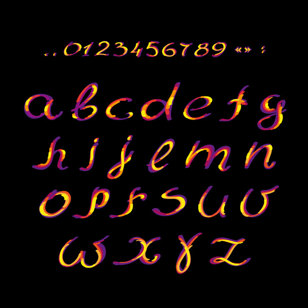 Fun english alphabet one line colorful letters set. Font style,  - Vektori, kuva