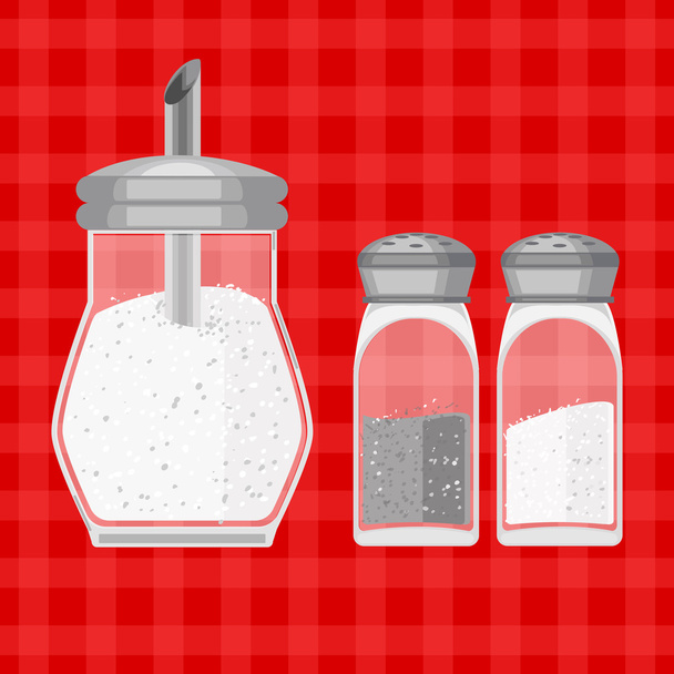 Ilustración vectorial de azúcar, sal y pimienta
 - Vector, imagen