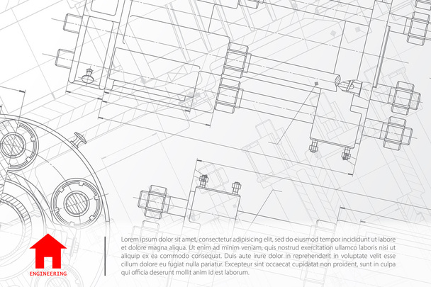 Engineer blueprint of mechanism - Вектор,изображение