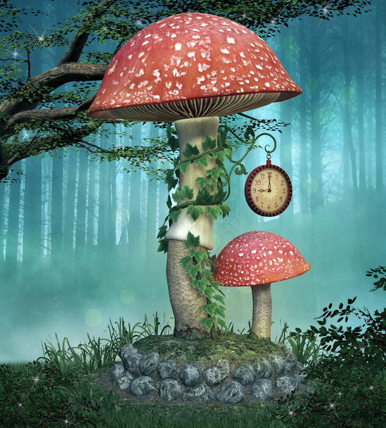 森の妖精キノコ - 写真・画像