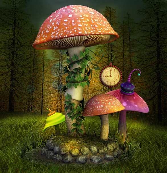 Elves enchanted mushrooms place - Photo, Image