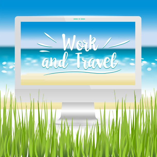 workplace ocean beach - Vector, Image