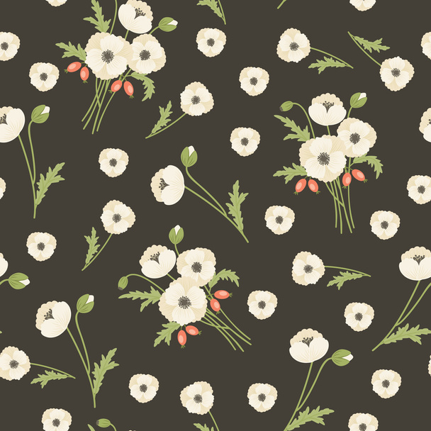 Poppy flowers seamless pattern - Вектор, зображення