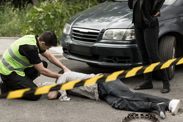 Policeman on the accident scene - Photo, Image