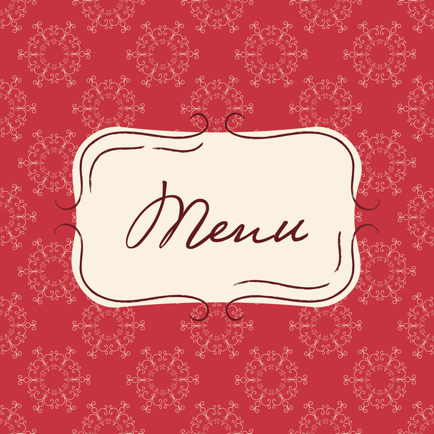 Vector template of vintage menu. Seamless background with hand drawn frame in red colors. - Vetor, Imagem