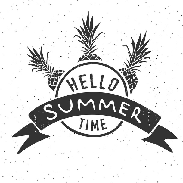 Hello summer - quote. Vector vintage poster with typography. Hipster banner - Vector, Image