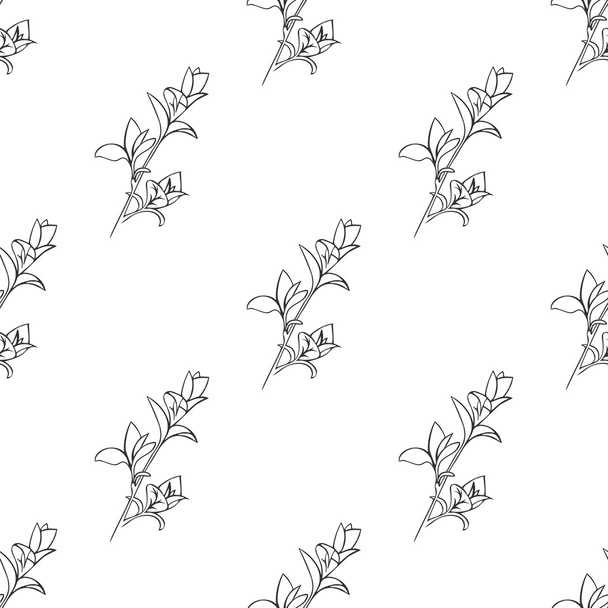 Vector seamless pattern with ink hand drawn herbs. Botanical background. Fabric design - Вектор, зображення