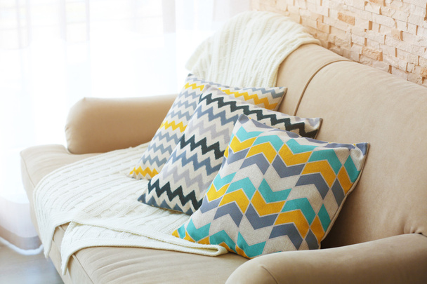 Stylish pillows on couch - Photo, Image