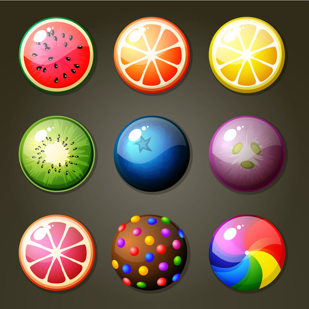 Round Candies For Match Three Game - Vector, Image