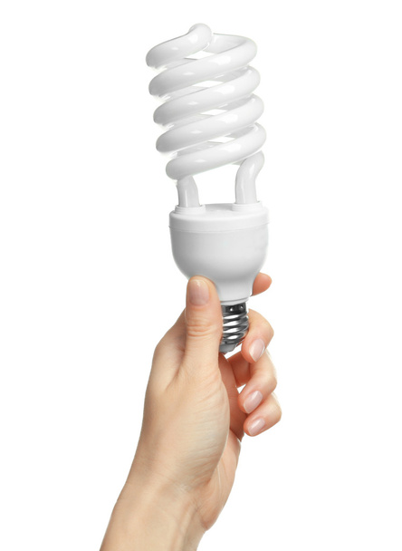 Woman hand holding bulb - Foto, Imagem