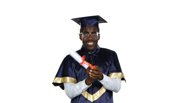 大学卒業卒業証書を持つ学生。白 - 映像、動画