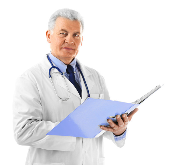 Professional doctor with paper folder - Фото, зображення