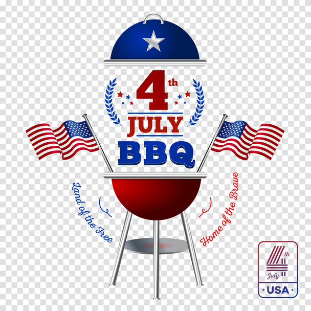 Vector elements with American flag, BBQ for Independence day. - Vektor, Bild