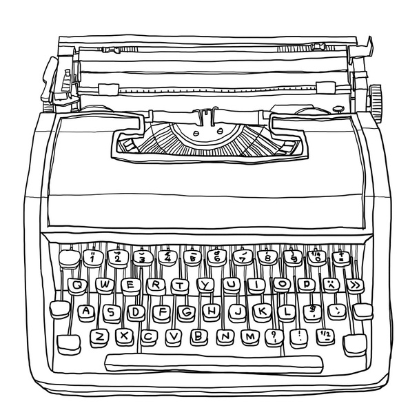 vintage  typewriter cute lineart illustration - Photo, Image