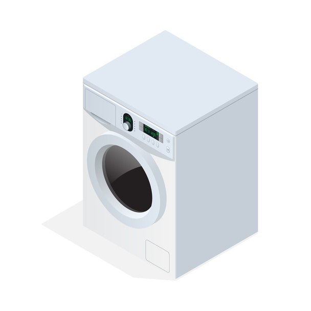 Modern washing machine isolated on white background. Flat 3d vector isometric illustration. - Вектор,изображение