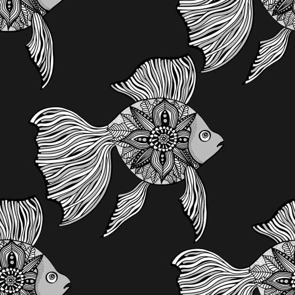 Seamless background of abstract fish - Διάνυσμα, εικόνα