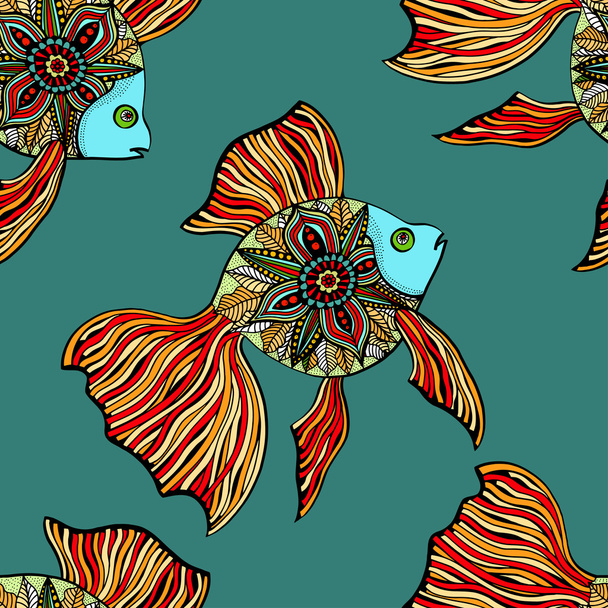 Vector seamless pattern with fishes - Vektör, Görsel