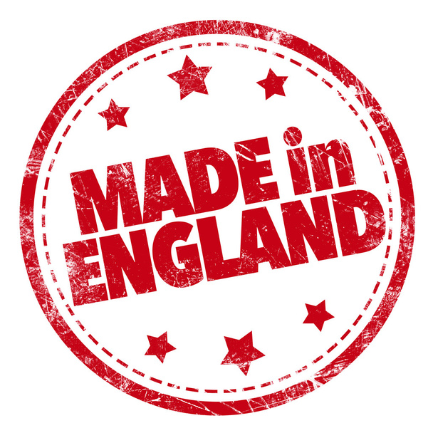 Made in England palavra vermelho carimbo texto no fundo branco
 - Foto, Imagem