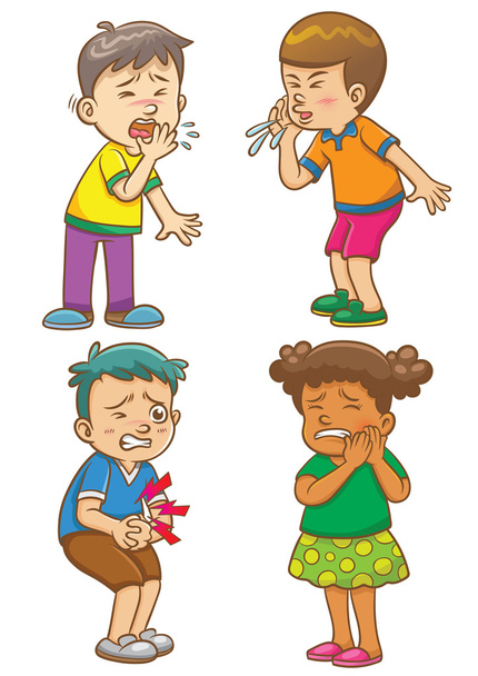 Παιδιά παίρνουν χαρακτήρα κινουμένων σχεδίων άρρωστος. - Φωτογραφία, εικόνα