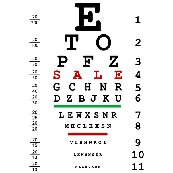 πωλήσεων διαφήμισης με οπτικό μάτι δοκιμής που χρησιμοποιούνται από τους γιατρούς - Φωτογραφία, εικόνα