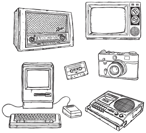 eski medya cihazları - Vektör, Görsel