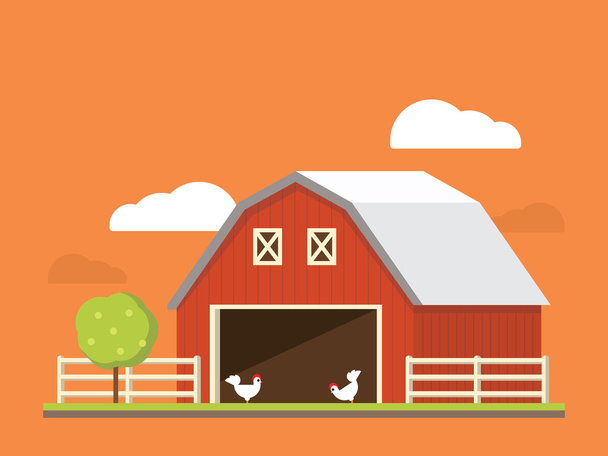 農業と農業。アグリ ビジネス。農村の風景です。フラットの図. - ベクター画像
