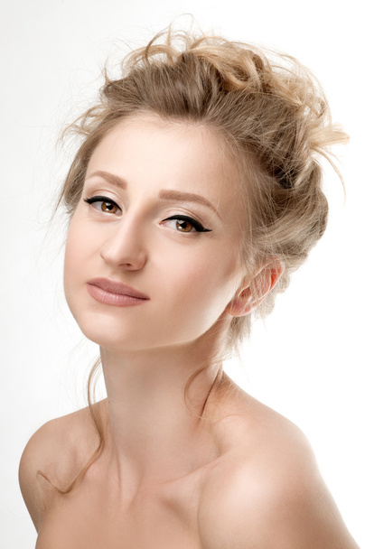 Beautiful face of young woman with perfect skin - Foto, Imagem