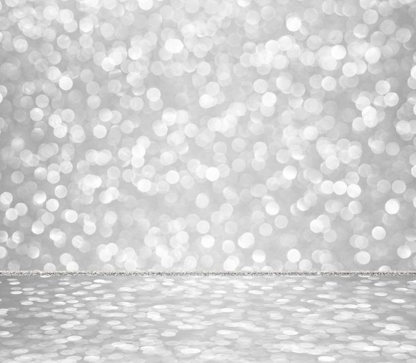 white silver glitter bokeh abstract background, for montage or display your products - Photo, Image