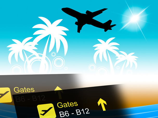 Flight za granicą oznacza Tropical Island i na wakacjach - Zdjęcie, obraz