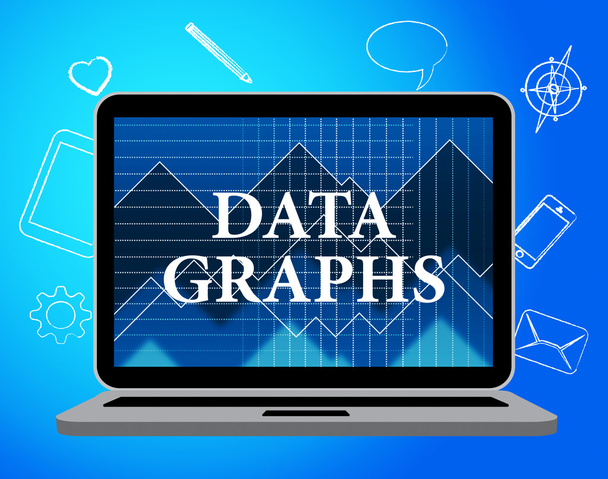 Datengraphen bedeutet statistisches Diagramm und Bytes - Foto, Bild