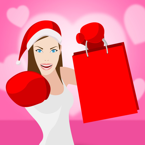 Nő karácsonyi bevásárlás képviseli, kiskereskedelmi értékesítés és készlet - Fotó, kép