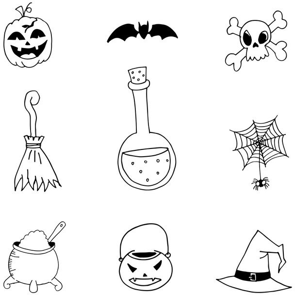 Halloween doodle set collection - Vector, Image