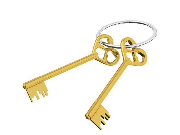 3D illustration golden keys. - Photo, Image
