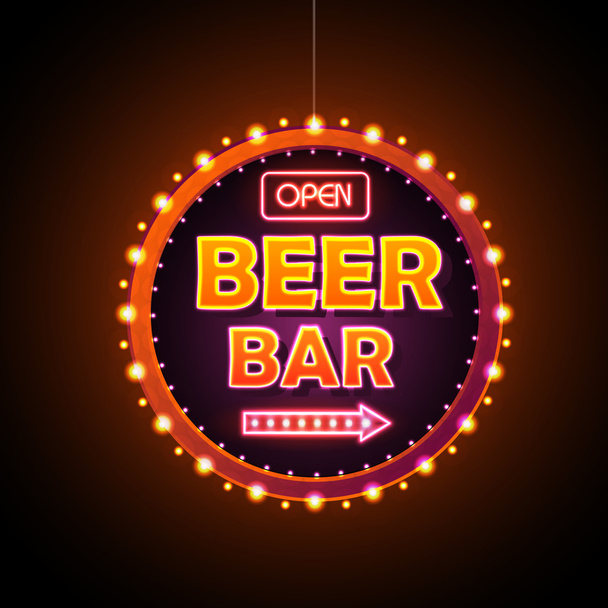 Beer bar Neon sign - Vektor, obrázek