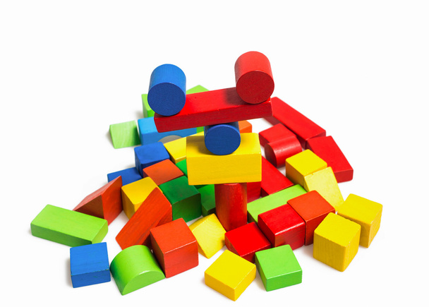 Cubes en bois colorés
 - Photo, image