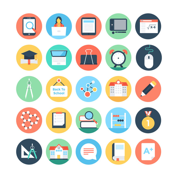 Modern Education and Knowledge Colored Vector Icons 5 - Vector, Imagen