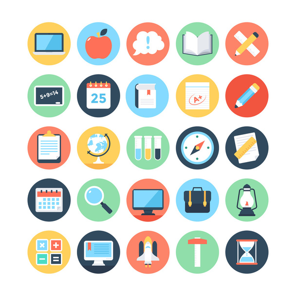 Modern Education and Knowledge Colored Vector Icons 2 - Διάνυσμα, εικόνα
