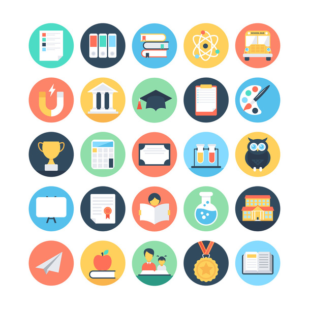 Modern Education and Knowledge Colored Vector Icons 1 - Διάνυσμα, εικόνα