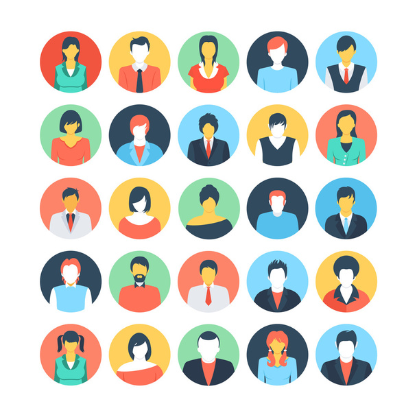 Люди Аватары Цветные Векторные Иконы 3
 - Вектор,изображение