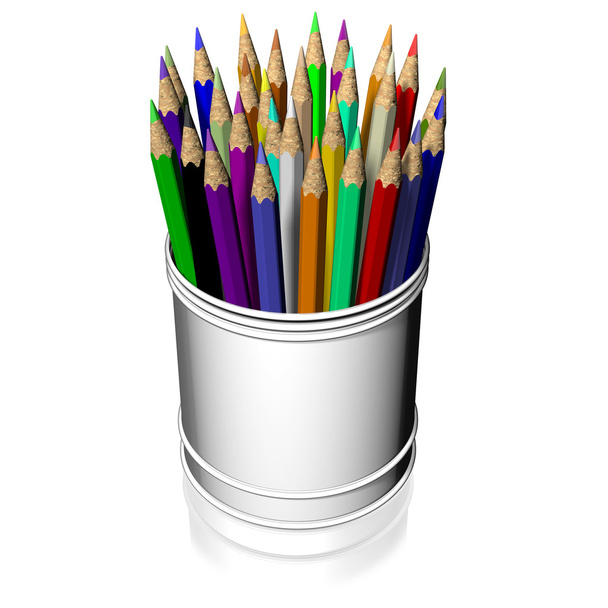 Pen holders with colored pencils - Photo, Image