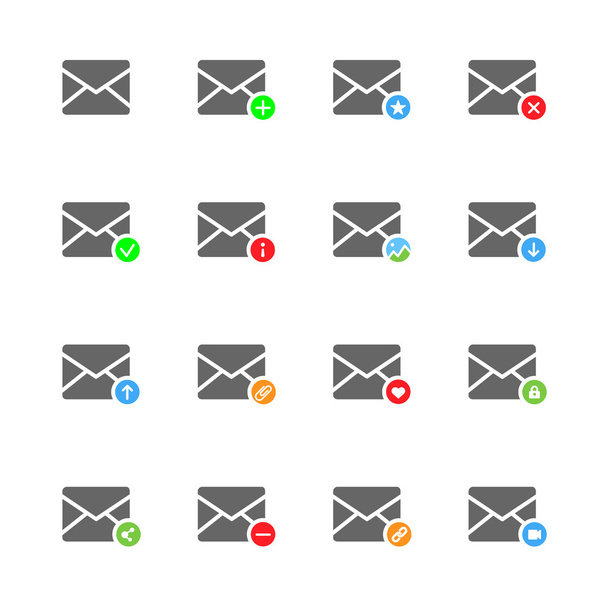 E-mail flat vector icons - Vetor, Imagem