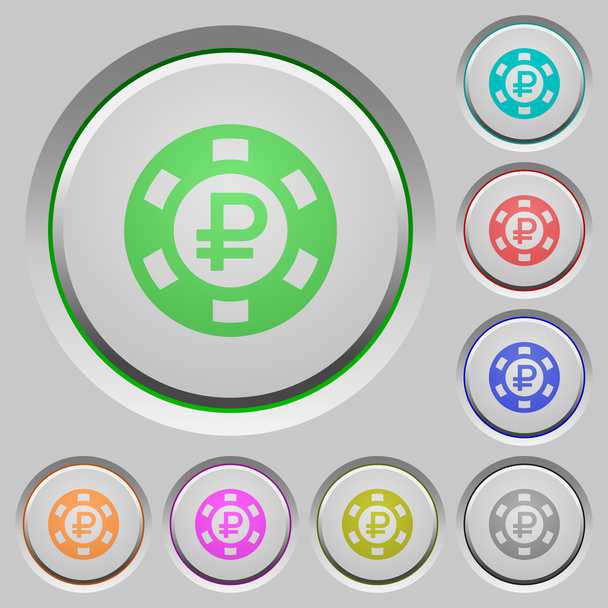 ルーブルのカジノ チップのプッシュ ボタン - ベクター画像