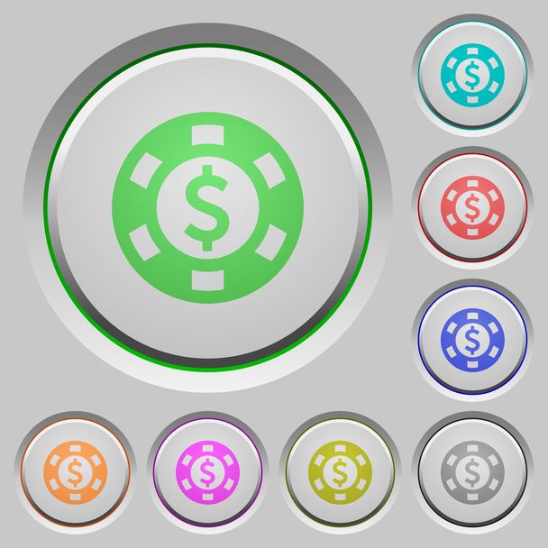 Δολάριο καζίνο τσιπ πιεζόμενα κουμπιά - Διάνυσμα, εικόνα