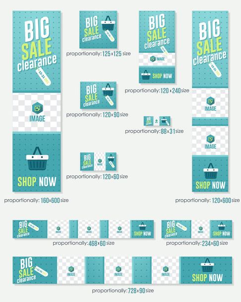 Cores verdes claras, grande venda Apuramento Business Standard 10 Tamanhos Website Banners Template Big Collection
 - Vetor, Imagem