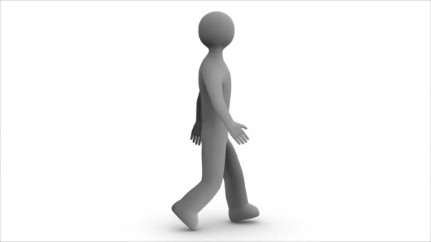 Animated character walks. Seamless loop. Alpha matte. - Footage, Video