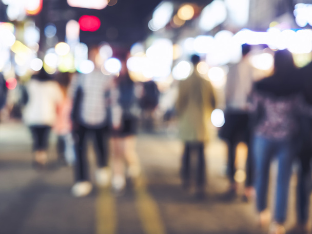 Blurred People walking Shopping Street City Nightlife - Photo, Image