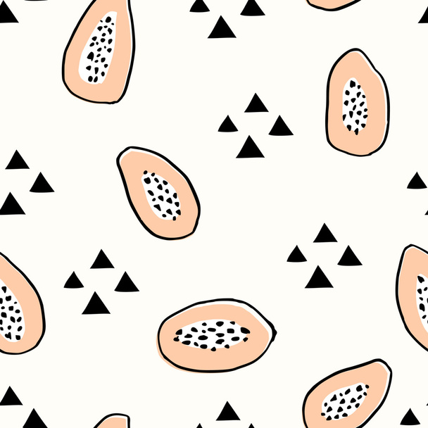 Seamless Papayas Pattern - Vetor, Imagem