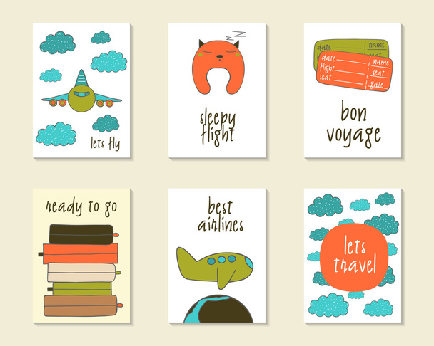 Cute doodle cards - Vector, Image